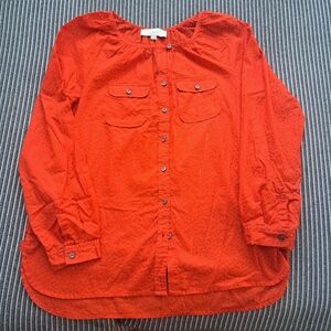 LOFT blouse top polkadot orange size M